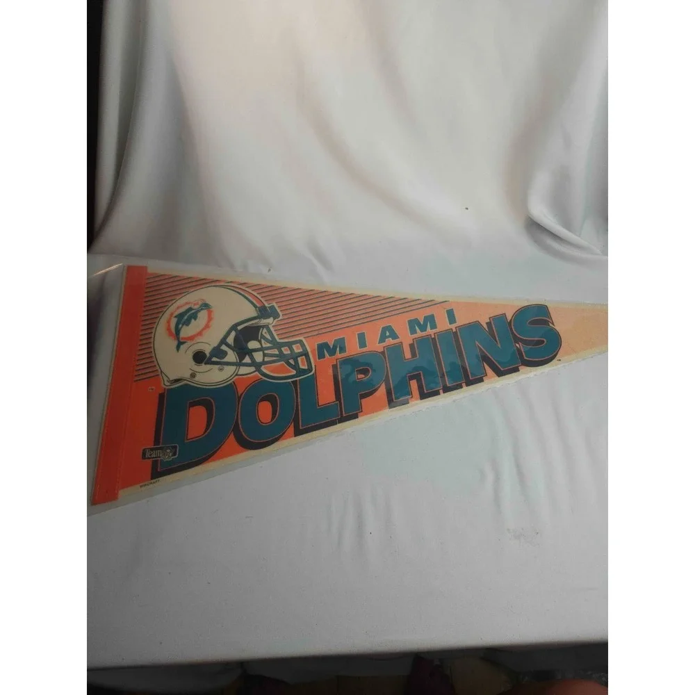 Vintage 90s Miami Dolphins NFL Pennant WinCraft Helmet Logo Felt Banner Sports